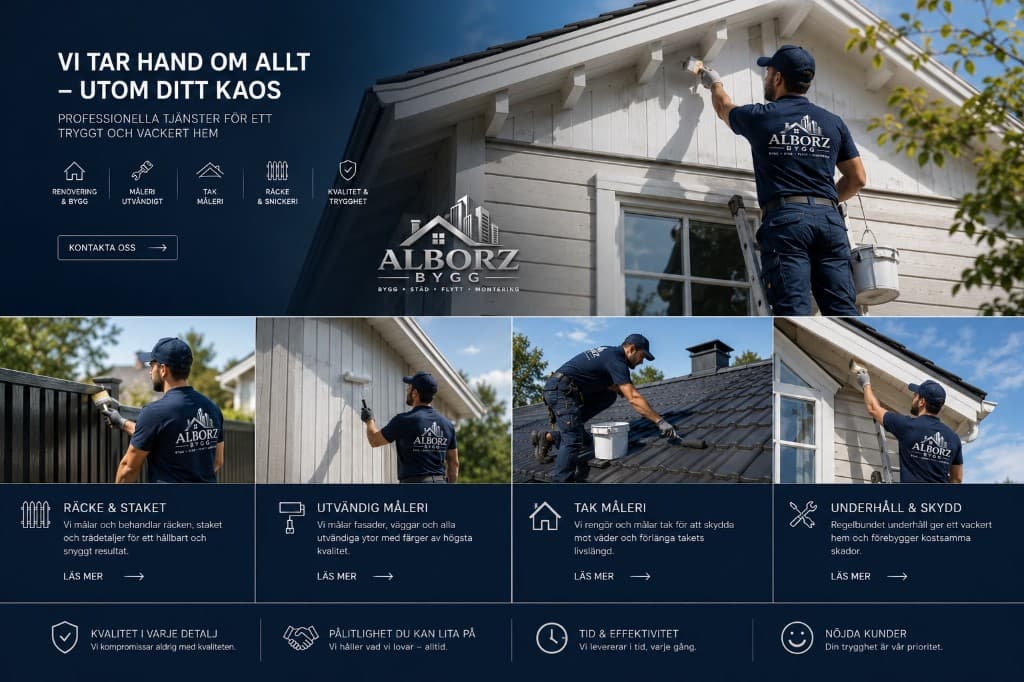 Utvändig målning, tak och fasad – Alborz Bygg